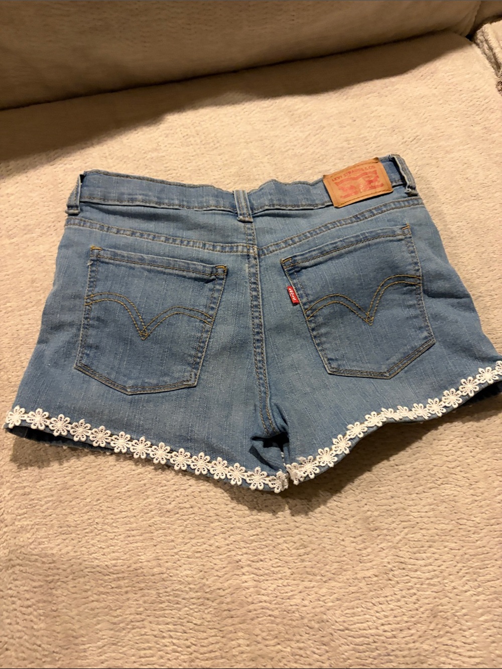 Levi's Blue Denim Shorts with White Daisy Trim